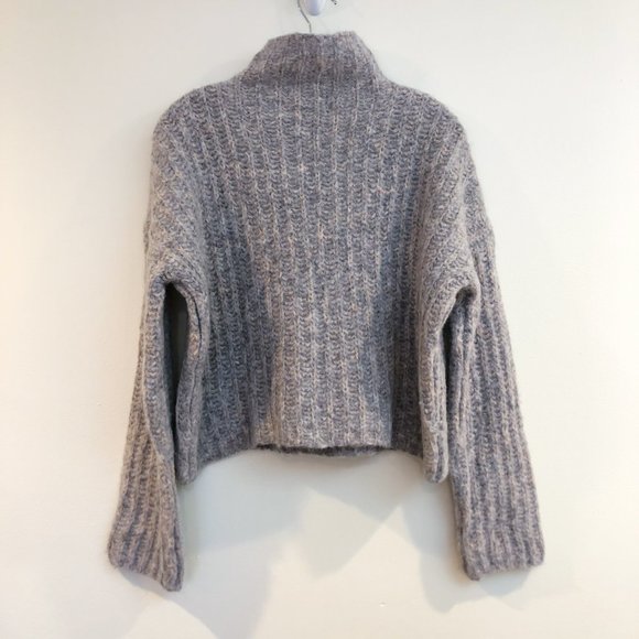 RARE La Ligne Classic Alpaca Wool Knit Turtleneck Gray Boxy Designer Sweater S - Picture 9 of 9